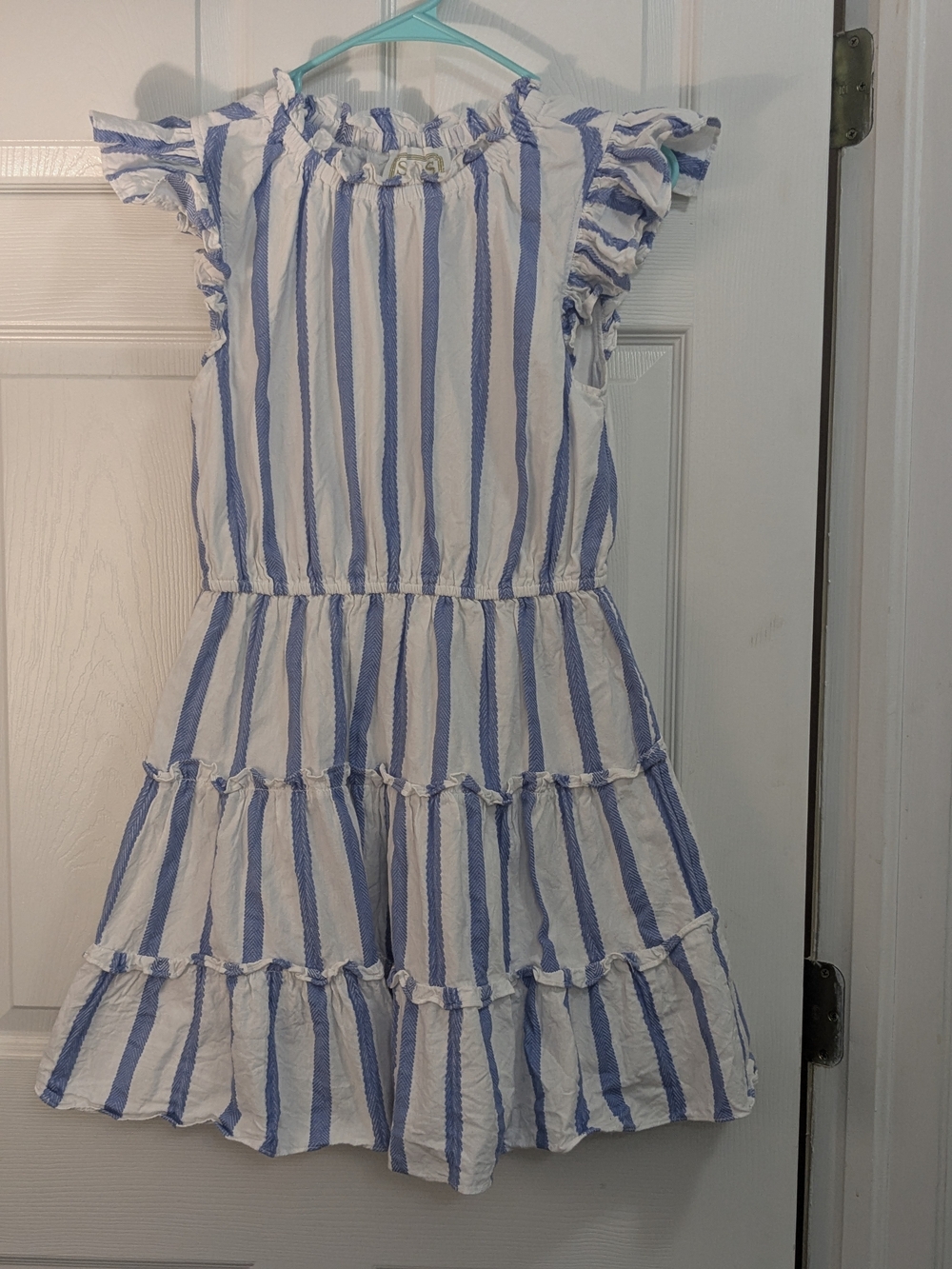 Sail to Sable Blue and White Striped Ruffle Tiered Dress